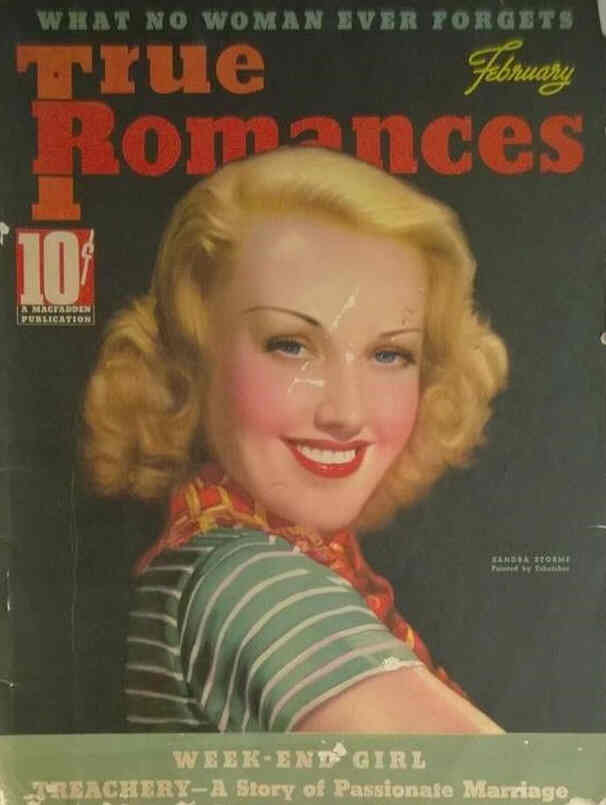 TRUE ROMANCES magazine side cover February 1938
