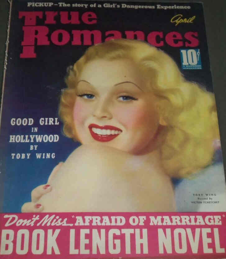 TRUE ROMANCES magazine side cover April 1938