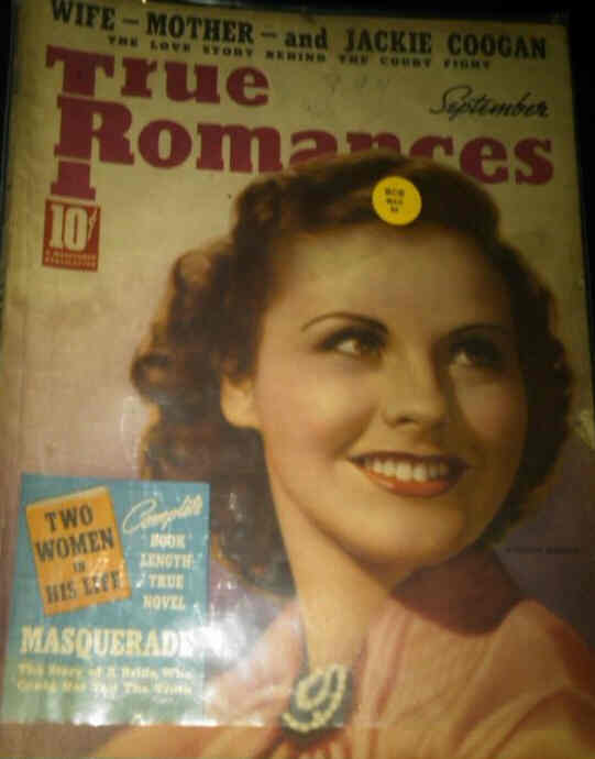TRUE ROMANCES magazine side cover September 1938