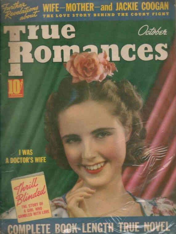 TRUE ROMANCES magazine side cover October 1938