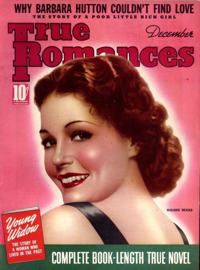 TRUE ROMANCES magazine side cover December 1938