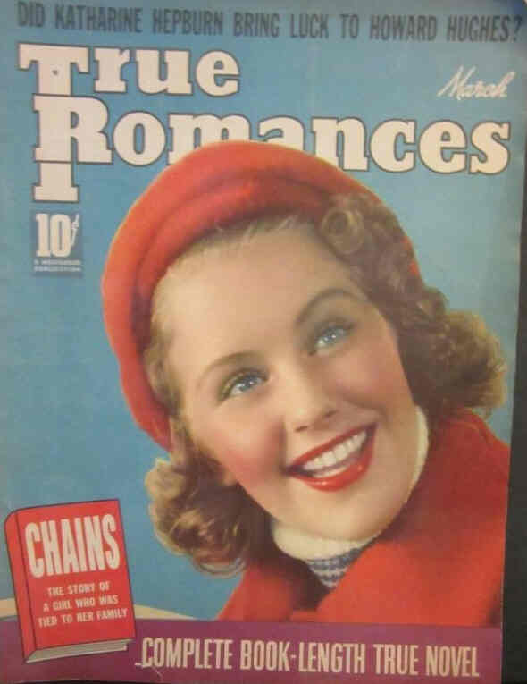 TRUE ROMANCES magazine side cover March 1939