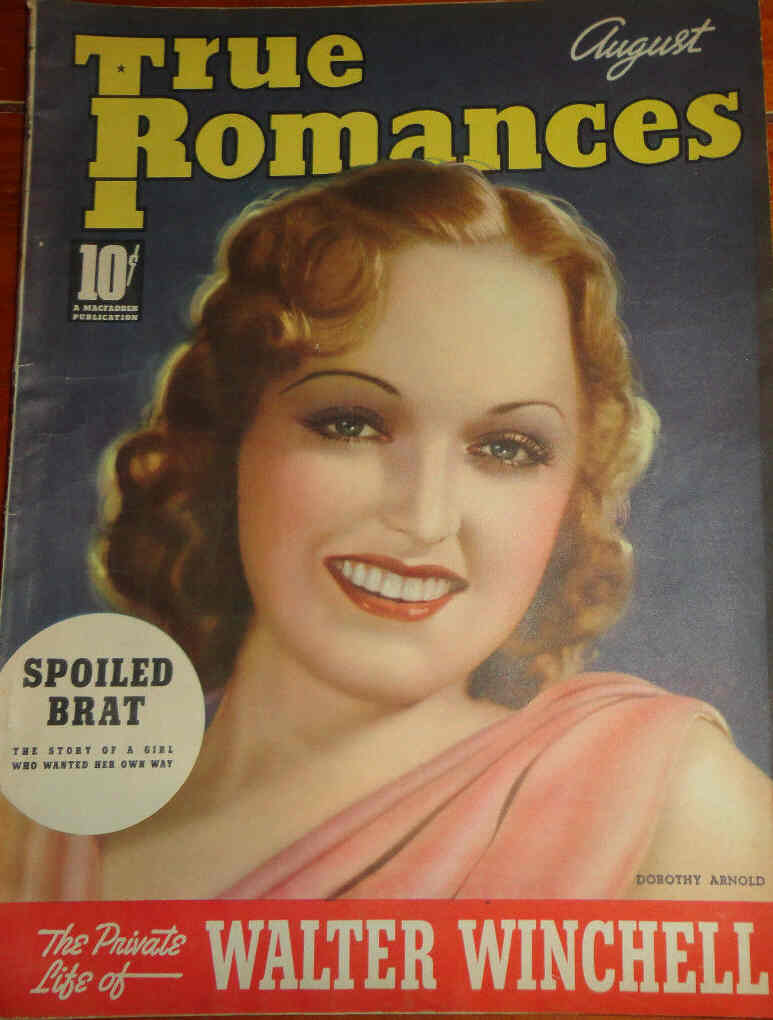 TRUE ROMANCES magazine side cover August 1939