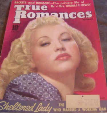 TRUE ROMANCES magazine side cover November 1939