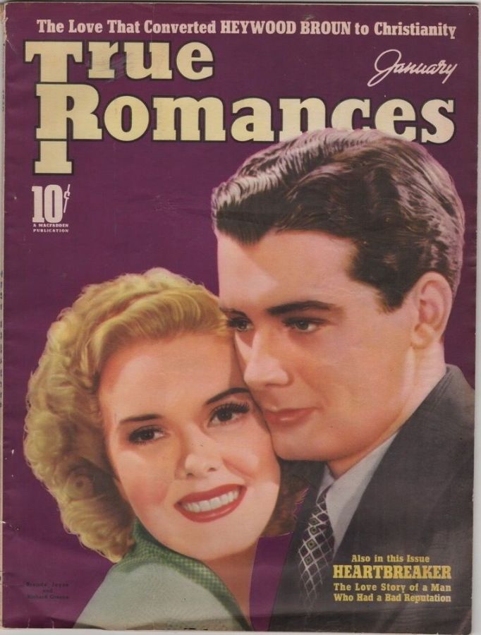 TRUE ROMANCES magazine side cover January 1940