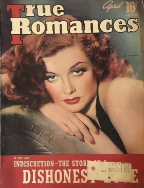 TRUE ROMANCES magazine side cover April 1940