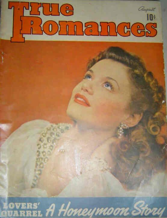 TRUE ROMANCES magazine side cover August 1941