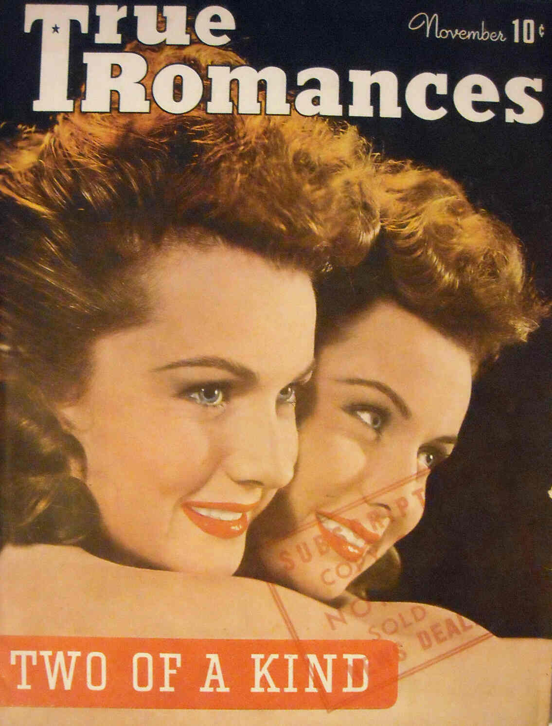 TRUE ROMANCES magazine side cover November 1944