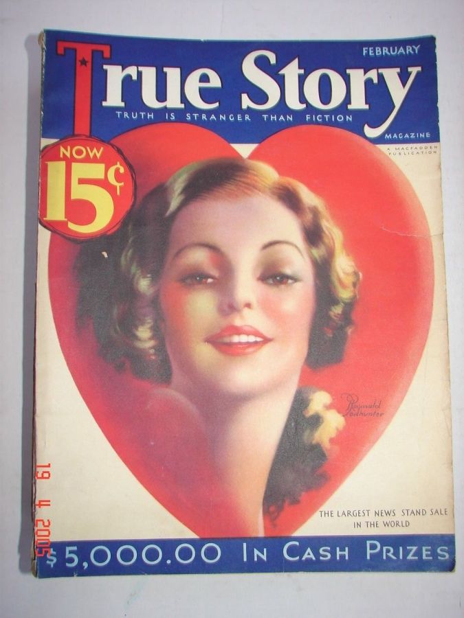 TRUE STORY magazine side cover Issue 123 February 1933