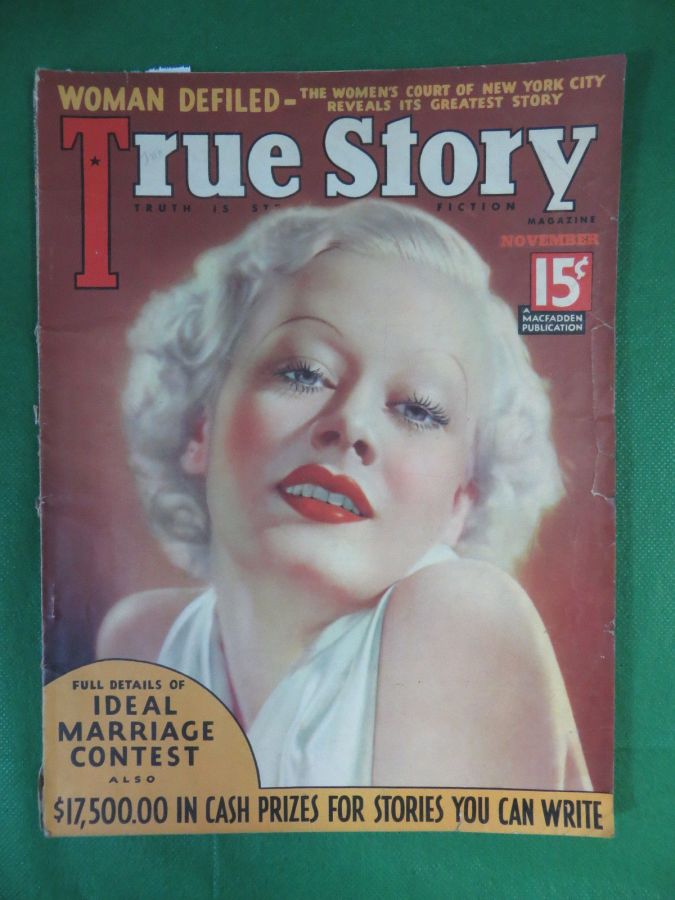 TRUE STORY magazine side cover Issue 156 November 1935