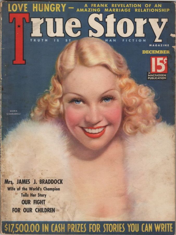 TRUE STORY magazine side cover Issue 157 December 1935