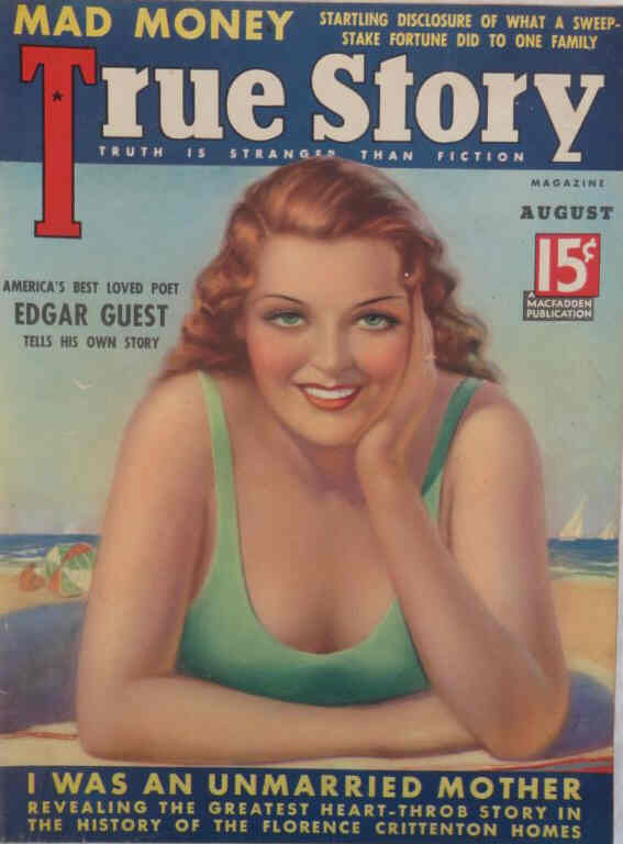 TRUE STORY magazine side cover Issue 165 August 1936