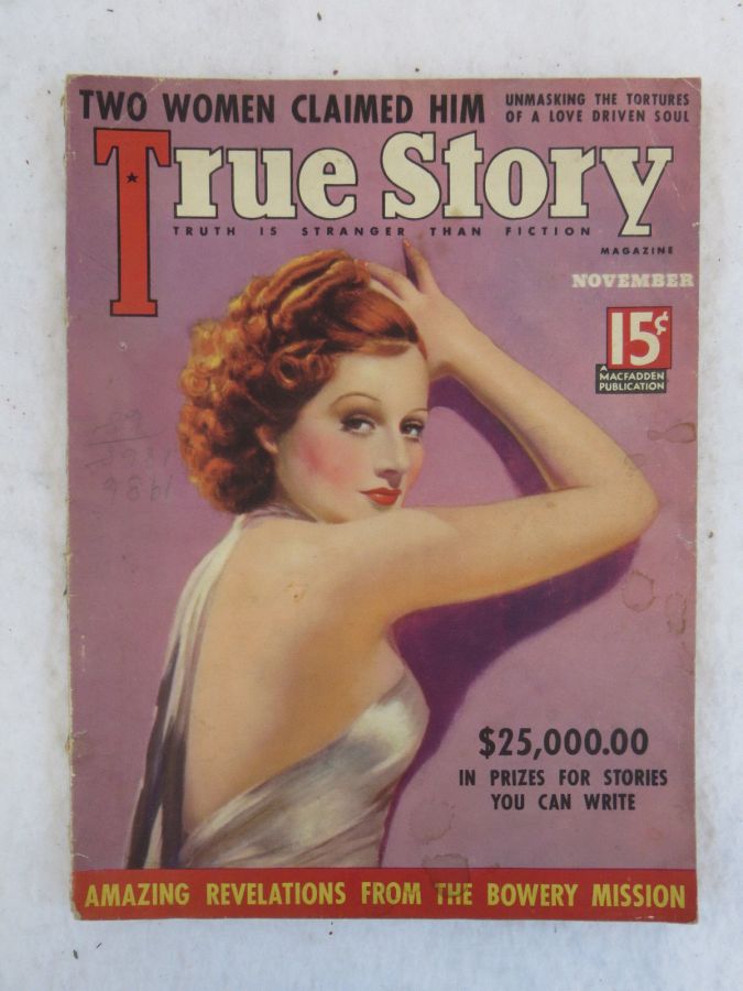 TRUE STORY magazine side cover Issue 168 November 1936