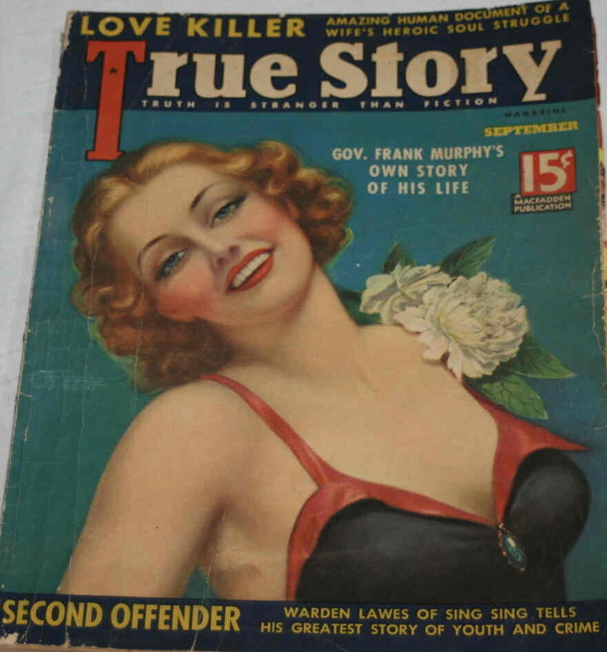 TRUE STORY magazine side cover Issue 178 September 1937