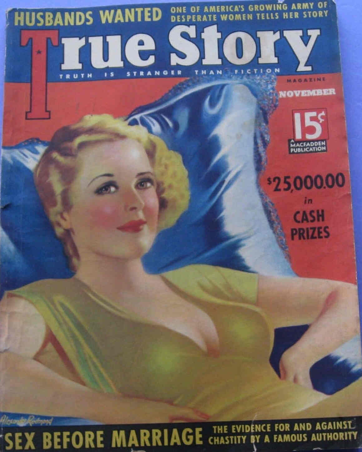 TRUE STORY magazine side cover Issue 180 November 1937