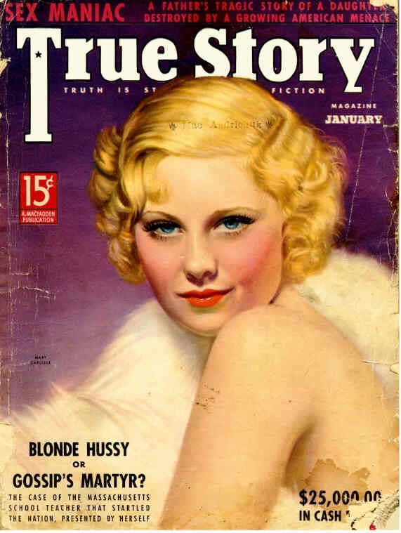 TRUE STORY magazine side cover Issue 182 January 1938