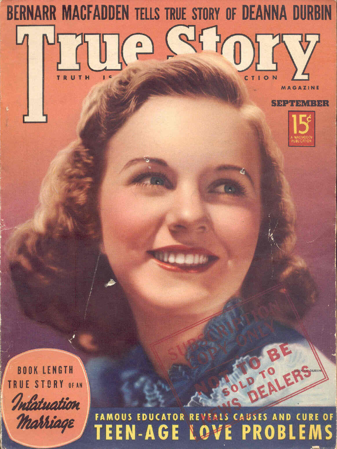 TRUE STORY magazine side cover Issue 190 September 1938