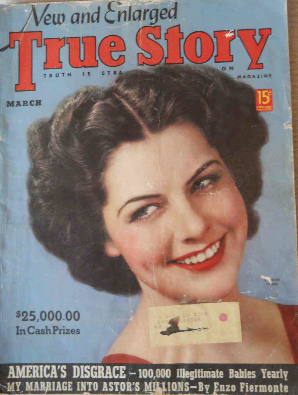 TRUE STORY magazine side cover Issue 196 March 1939