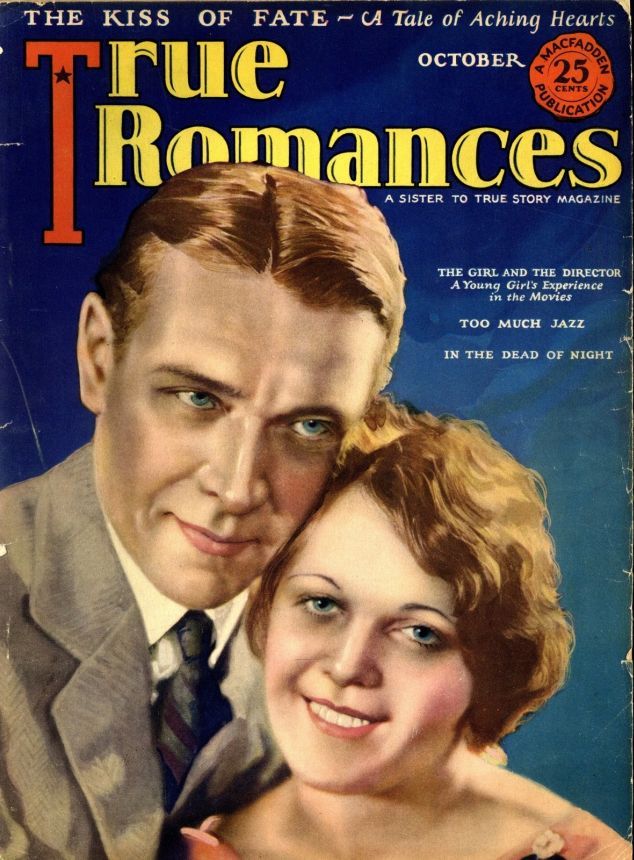 TRUE ROMANCES magazine side cover  October 1925