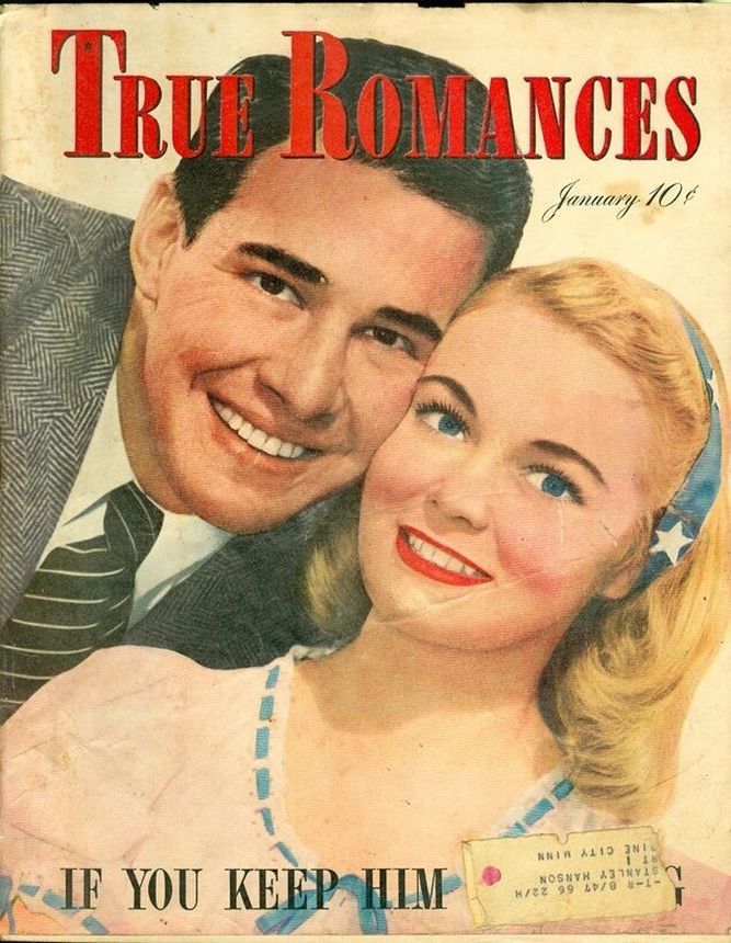 TRUE ROMANCES magazine side cover  January 1947