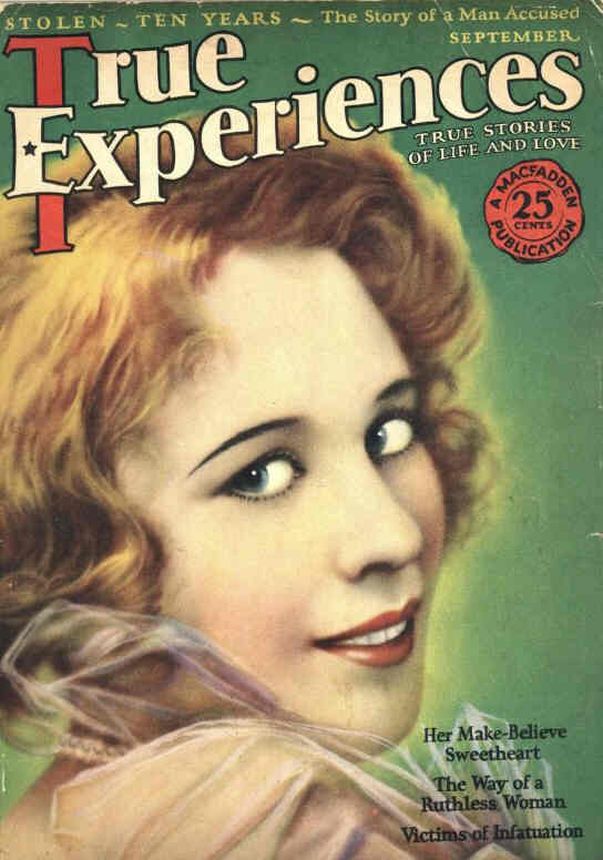 TRUE EXPERIENCES magazine side cover  September 1927