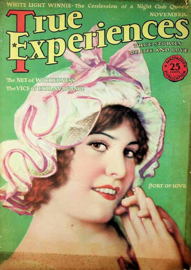 TRUE EXPERIENCES magazine side cover  November 1927