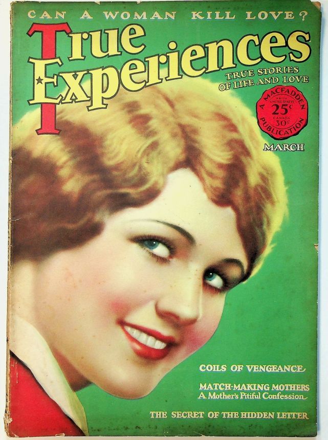 TRUE EXPERIENCES magazine side cover  March 1928