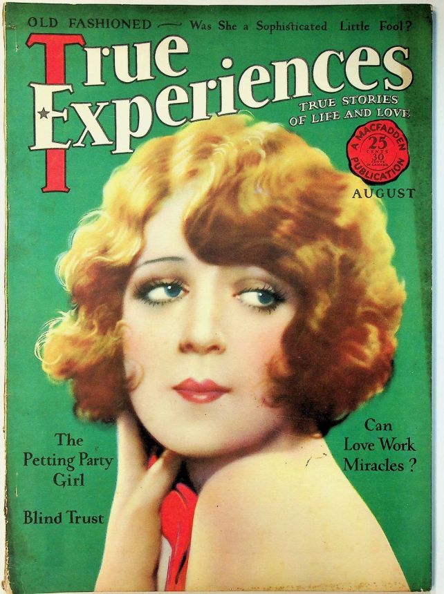 TRUE EXPERIENCES magazine side cover  August 1928