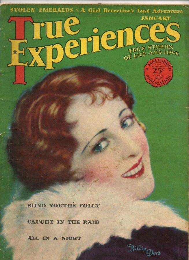 TRUE EXPERIENCES magazine side cover  January 1929