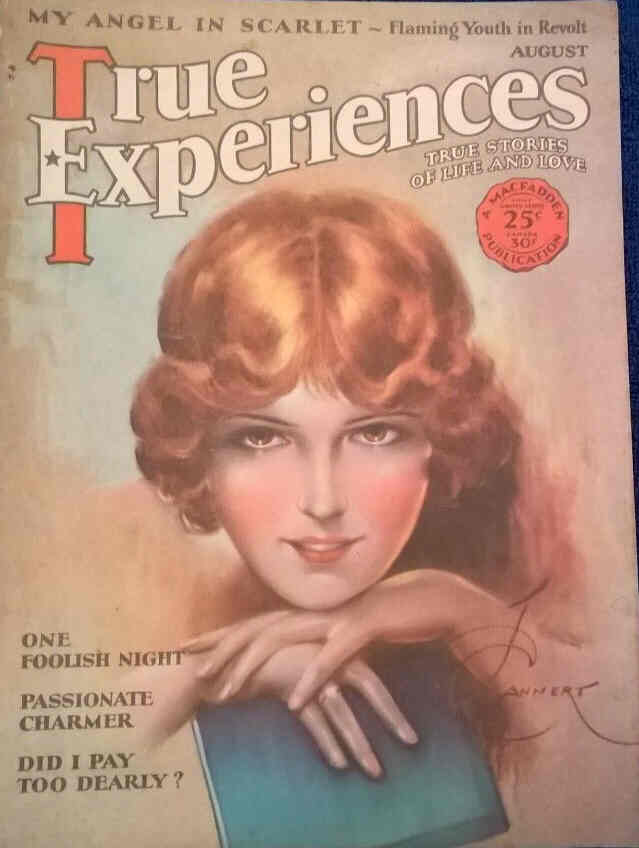 TRUE EXPERIENCES magazine side cover August 1929