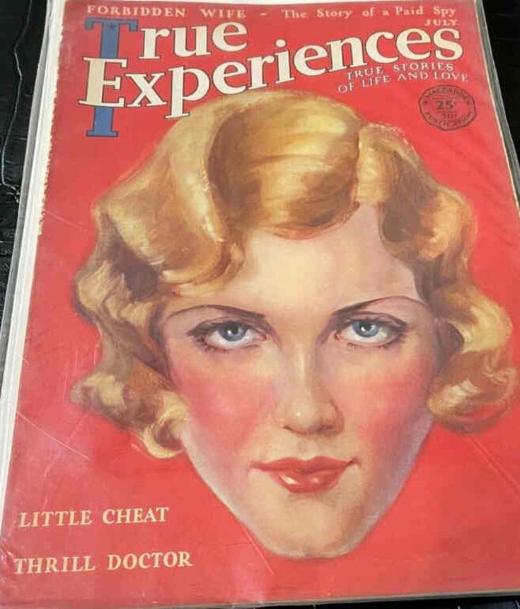 TRUE EXPERIENCES magazine side cover  July 1931