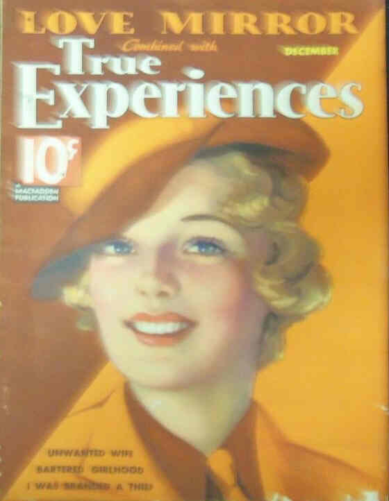 TRUE EXPERIENCES magazine side cover  December 1935