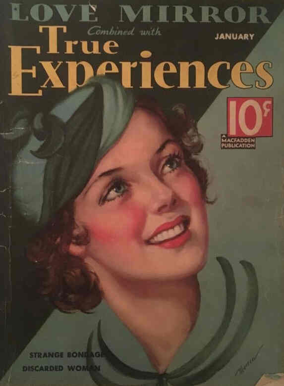 TRUE EXPERIENCES magazine side cover  January 1936