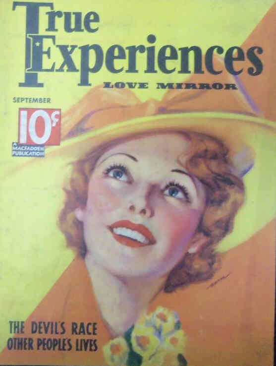 TRUE EXPERIENCES magazine side cover  September 1936