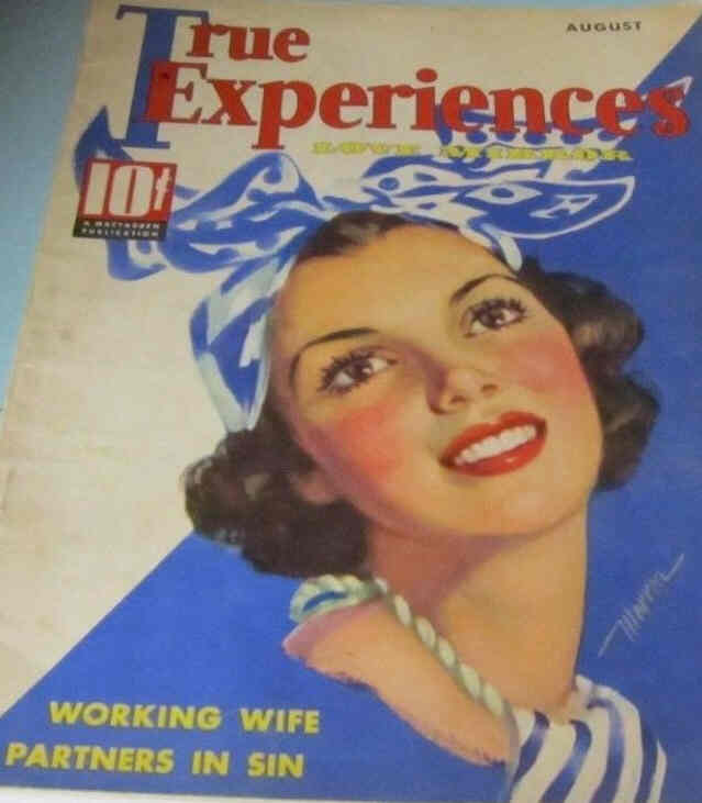 TRUE EXPERIENCES magazine side cover  August 1937