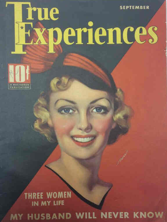 TRUE EXPERIENCES magazine side cover  September 1937