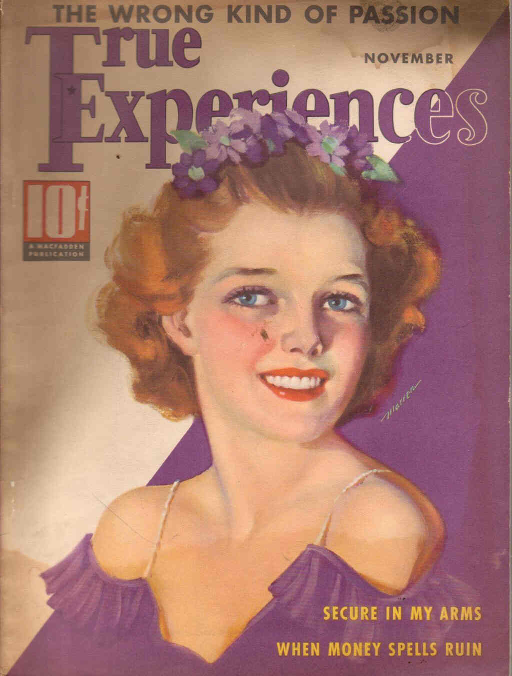 TRUE EXPERIENCES magazine side cover November 1937