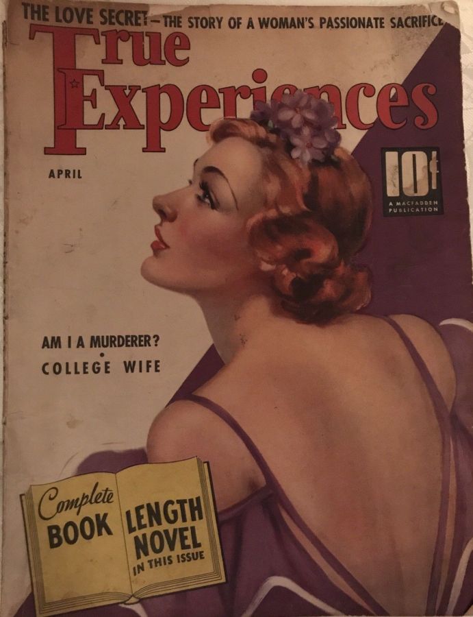 TRUE EXPERIENCES magazine side cover  April 1938