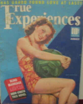 TRUE EXPERIENCES magazine side cover August 1938