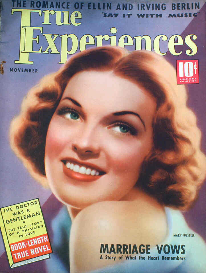 TRUE EXPERIENCES magazine side cover November 1938
