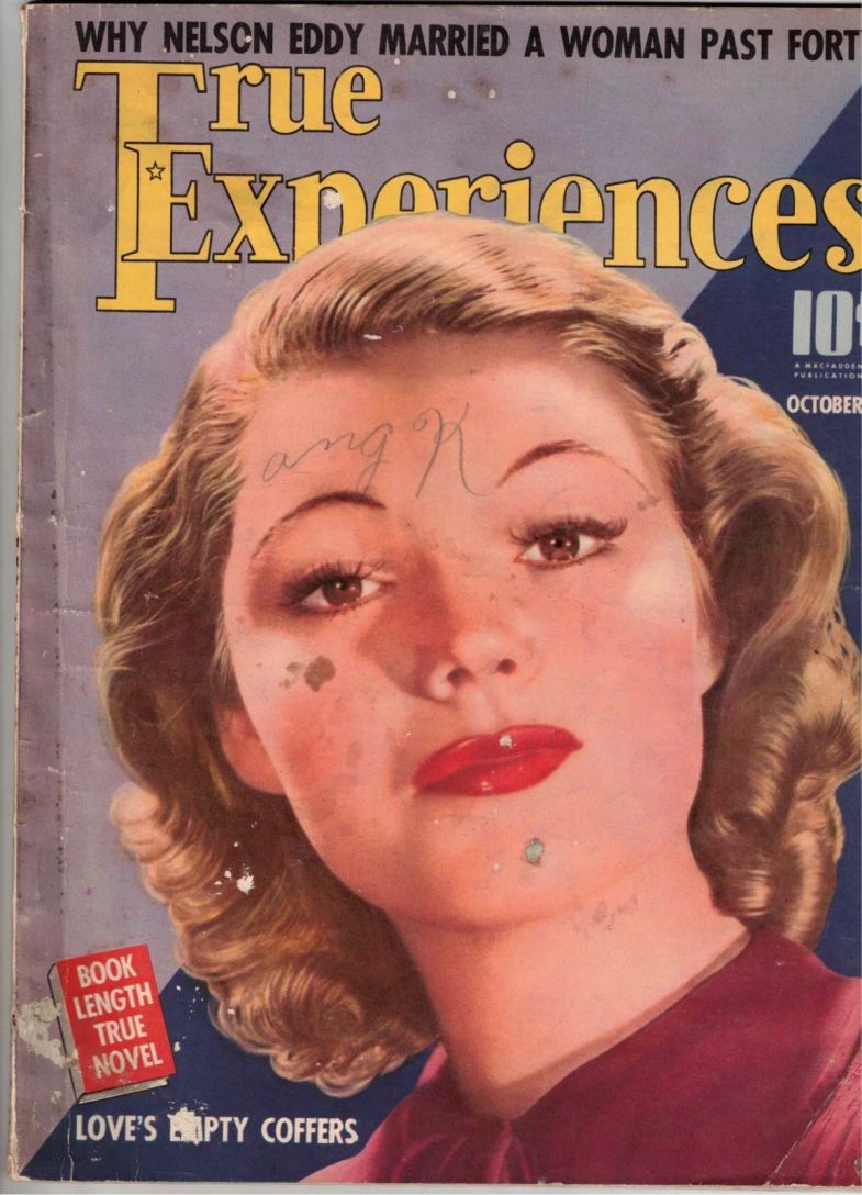 TRUE EXPERIENCES magazine side cover  October 1940