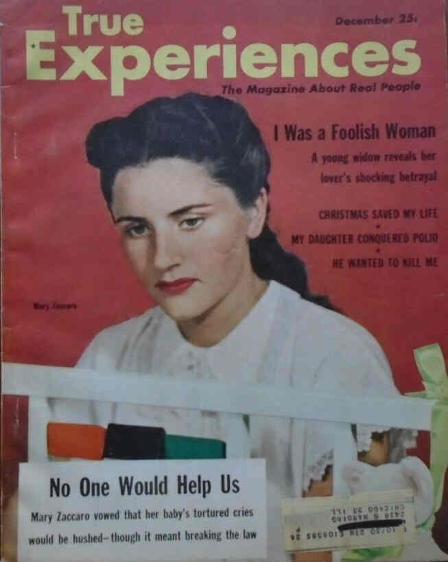 TRUE EXPERIENCES magazine side cover  December 1949