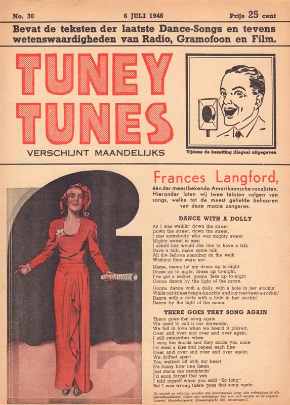 TUNEY TUNES magazine side cover Issue 30  July 1946