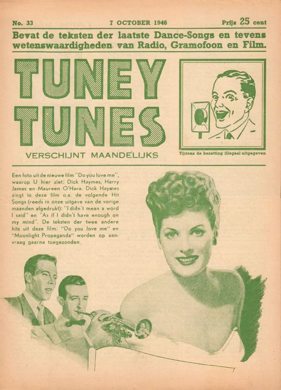 TUNEY TUNES magazine side cover Issue 33  October 1946