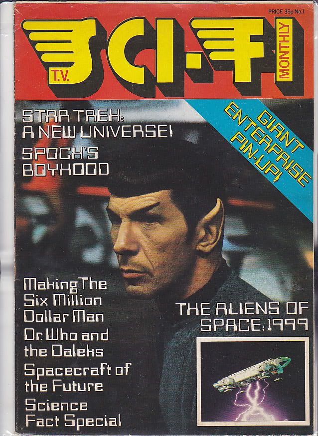 T.V. SCI-FI MONTHLY magazine side cover Issue 1  1976