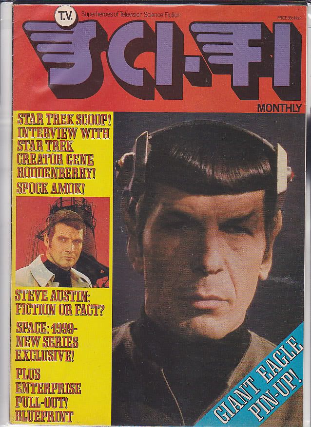 T.V. SCI-FI MONTHLY magazine side cover Issue 2  1976