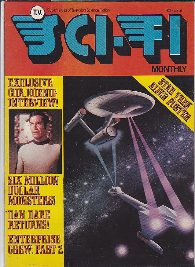 T.V. SCI-FI MONTHLY magazine side cover Issue 6  1976