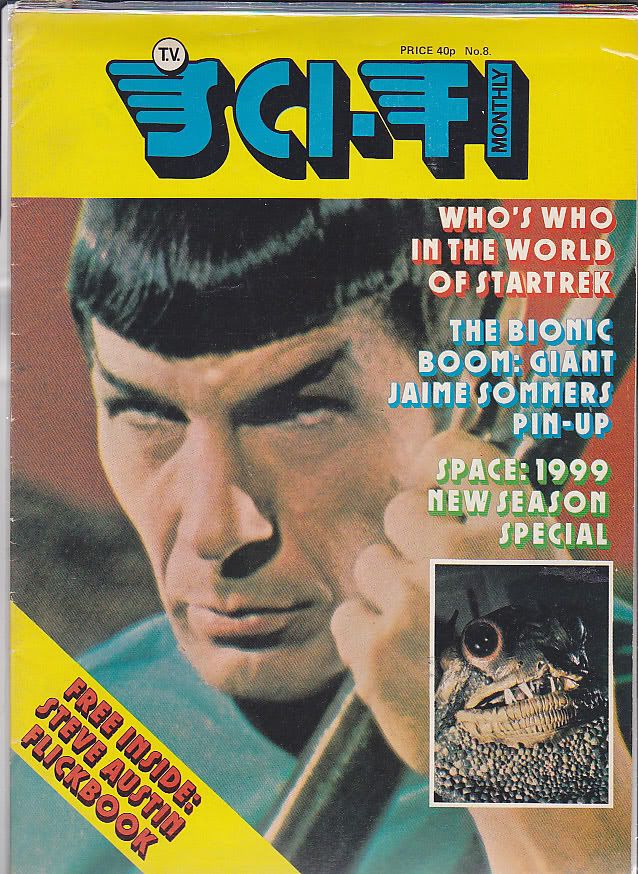 T.V. SCI-FI MONTHLY magazine side cover Issue 8  1976