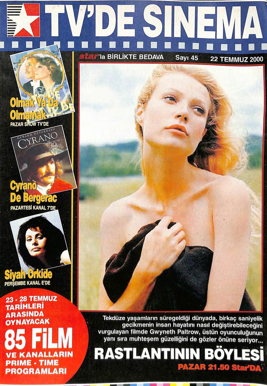 TVDE SINEMA magazine side cover Issue 45 22 July 2000