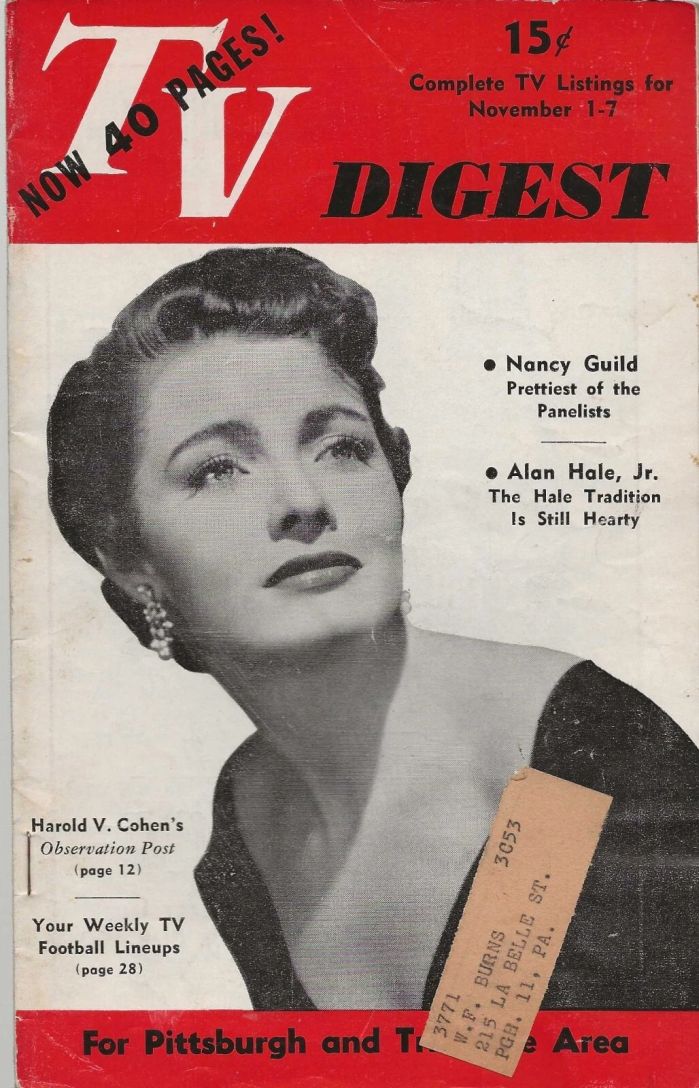 TV DIGEST magazine side cover 1 November 1952